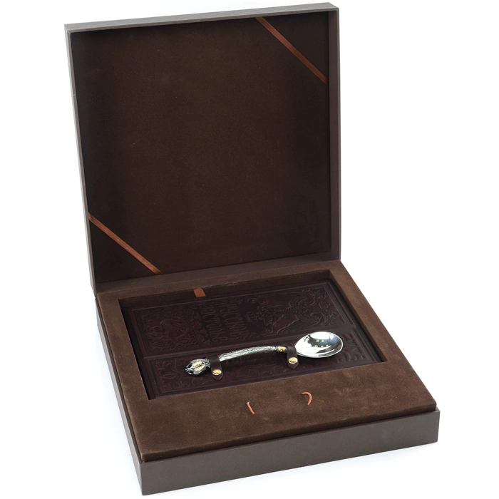 Leather-bound gift book "Russian feast" with a silver spoon