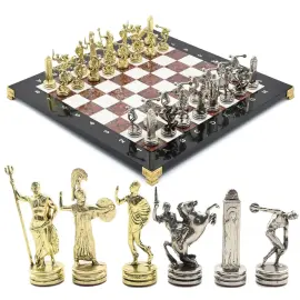 Подарочные шахматы из долерита, креноида и мрамора "Метатели дисков"