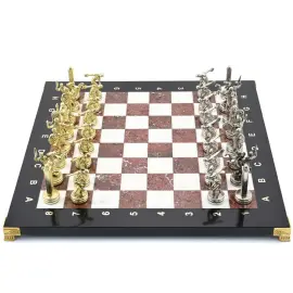 Подарочные шахматы из долерита, креноида и мрамора "Метатели дисков"