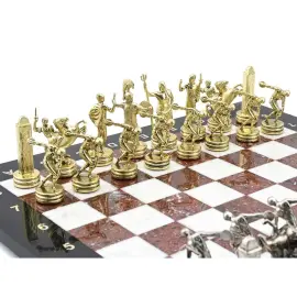 Подарочные шахматы из долерита, креноида и мрамора "Метатели дисков"