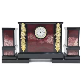 Настольный набор из яшмы и долерита "Византия" с часами