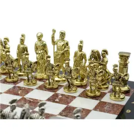 Подарочные шахматы из змеевика, мрамора и креноида "Римляне"