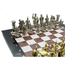 Подарочные шахматы из змеевика, мрамора и креноида "Римляне"