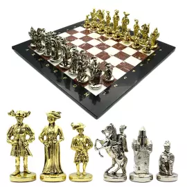 Подарочные шахматы из змеевика, мрамора и креноида "Рыцари средневековья"