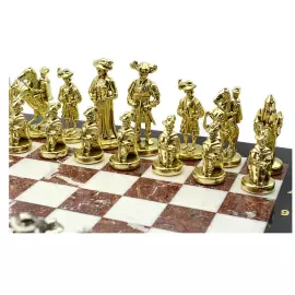Подарочные шахматы из змеевика, мрамора и креноида "Рыцари средневековья"