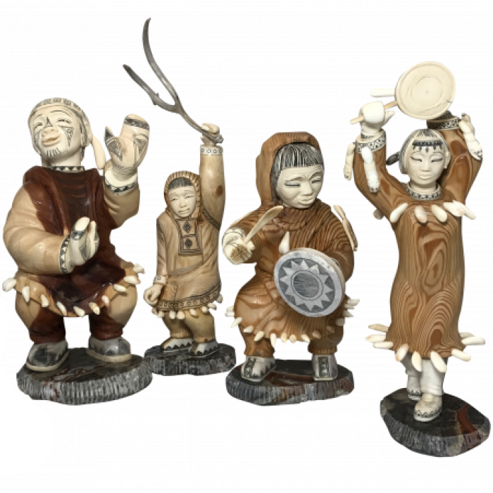 A set of figurines from a mammoth tusk "Chukchi folk ensemble Ergyron"