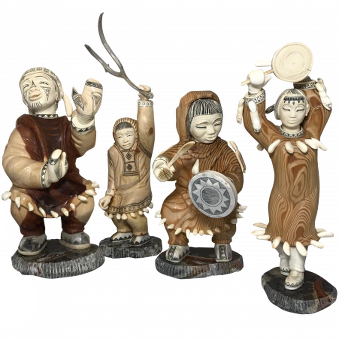 A set of figurines from a mammoth tusk "Chukchi folk ensemble Ergyron"