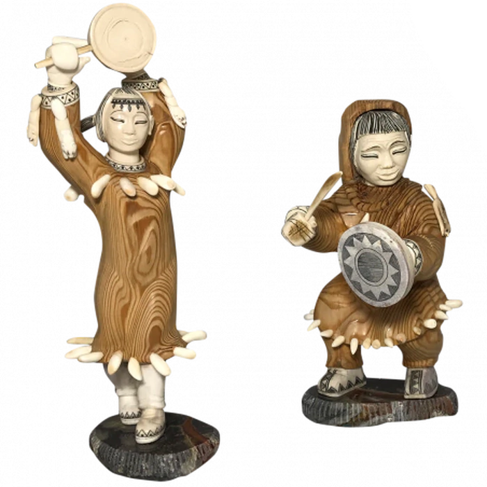 A set of figurines from a mammoth tusk "Chukchi folk ensemble Ergyron"
