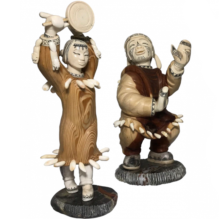 A set of figurines from a mammoth tusk "Chukchi folk ensemble Ergyron"