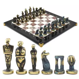 Подарочные шахматы из змеевика, креноида и мрамора "Кикладский период"