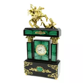 Mantel clock made of malachite and marble "George the Victorious"