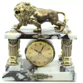 Mantel clock made of marble and dolerite "Lion"