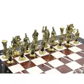 Подарочные шахматы из креноида, долерита и мрамора "Римляне"