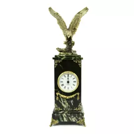 Mantel clock made of jade and serpentine "Eagle"