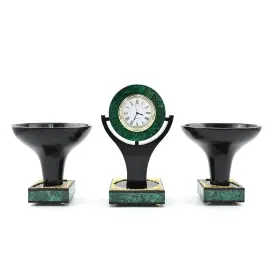 Часы каминные из малахита и долерита