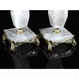 Пара подсвечников из горного хрусталя с бронзой
