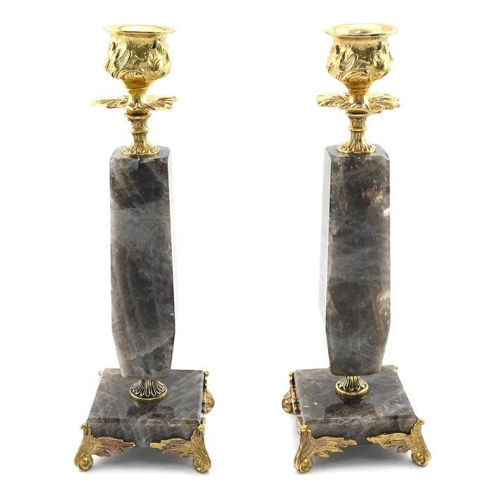 A pair of candlesticks from rauchtopaz "Foliage"