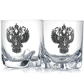 A set of glasses for whiskey "Prosecutor's Office" with silver linings, for 2 persons