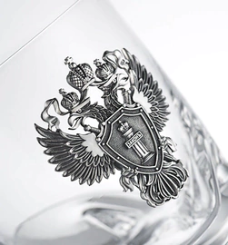 A set of glasses for whiskey "Prosecutor's Office" with silver linings, for 2 persons