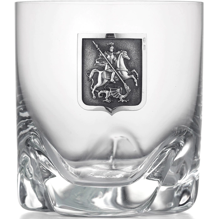 A set of glasses for whiskey "Moscow" with silver linings, for 2 persons