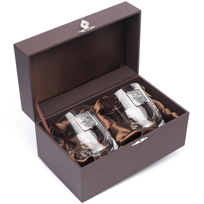 A set of glasses for whiskey "Moscow" with silver linings, for 2 persons