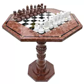 Шахматный стол из лемезита, долерита и мрамора "Римляне"