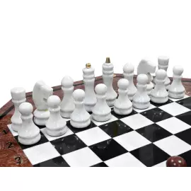 Шахматный стол из лемезита, долерита и мрамора "Римляне"