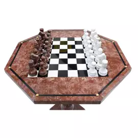 Шахматный стол из лемезита, долерита и мрамора "Римляне"