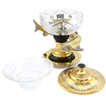 Caviar bowl made of crystal, brass and jade "Sturgeon" with an ice bowl