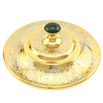 Caviar bowl made of crystal, brass and jade "Sturgeon" with an ice bowl