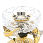 Caviar bowl made of crystal, brass and jade "Sturgeon" with an ice bowl