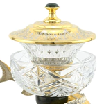 Caviar bowl made of crystal, brass and jade "Sturgeon" with an ice bowl
