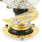 Caviar bowl made of crystal, brass and jade "Sturgeon" with an ice bowl