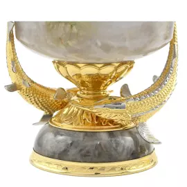 Икорница из дымчатого кварца "Осетровые" со стопками, на 3 персоны