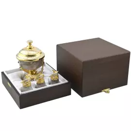 Икорница из дымчатого кварца "Осетровые" со стопками, на 3 персоны