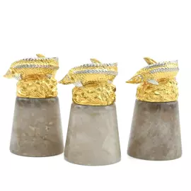 Икорница из дымчатого кварца "Осетровые" со стопками, на 3 персоны