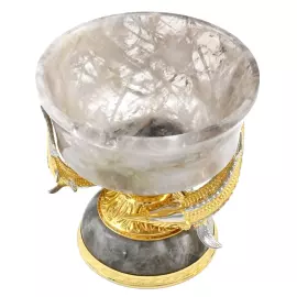 Икорница из дымчатого кварца "Осетровые" со стопками, на 3 персоны