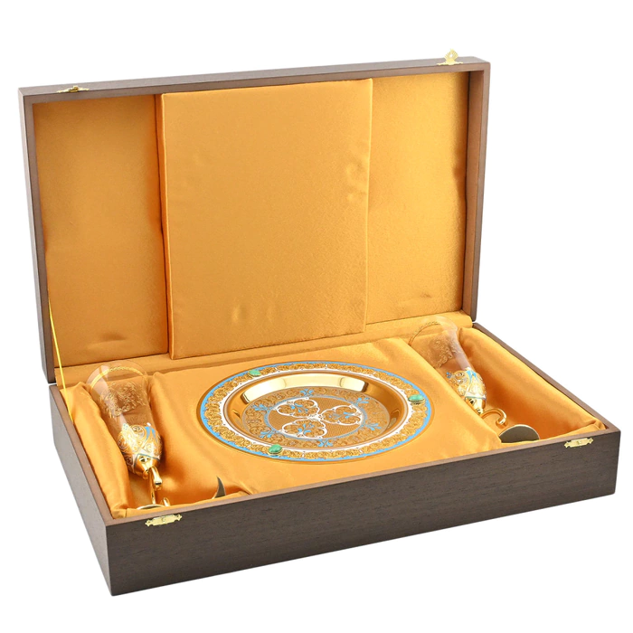 A set of glasses on a tray "Wedding" Zlatoust, for 2 persons