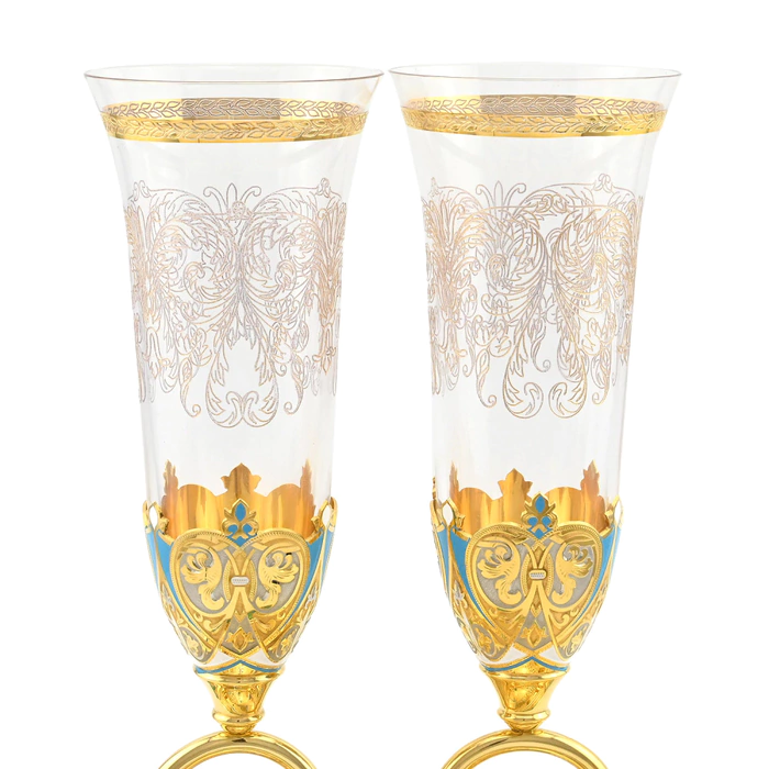 A set of glasses on a tray "Wedding" Zlatoust, for 2 persons