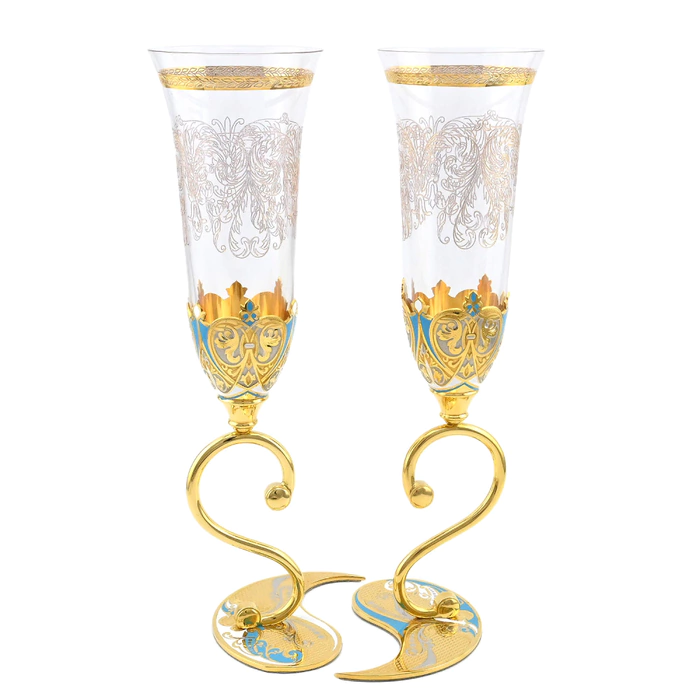 A set of glasses on a tray "Wedding" Zlatoust, for 2 persons
