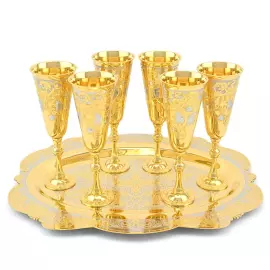 Набор для вина: бокалы, поднос с гравюрой, на 6 персон