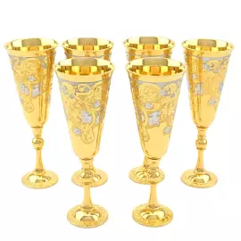 Набор для вина: бокалы, поднос с гравюрой, на 6 персон