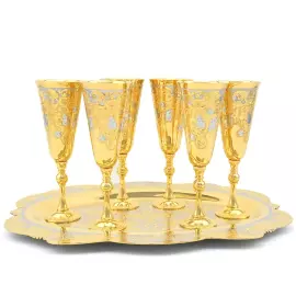Набор для вина: бокалы, поднос с гравюрой, на 6 персон