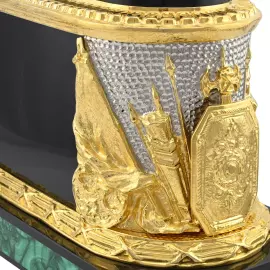 Mantel clock made of malachite and dolerite "George the Victorious"