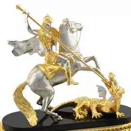 Mantel clock made of malachite and dolerite "George the Victorious"