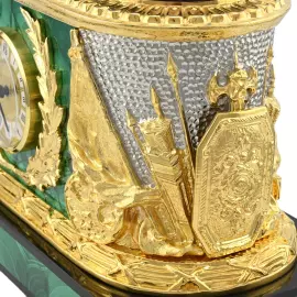 Mantel clock made of malachite and dolerite "George the Victorious"