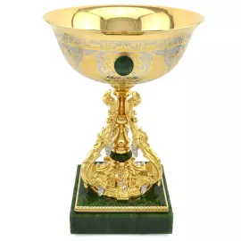 Чаша из нефрита и латуни "Виноград"