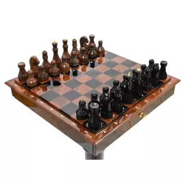 Шахматный стол из обсидиана