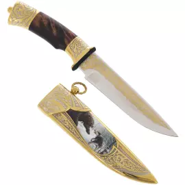 Hunting set "Wolf and bear" with an axe, Zlatoust