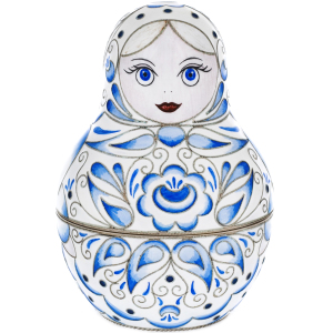 Single "Patterned" silver matryoshka doll (10 cm)